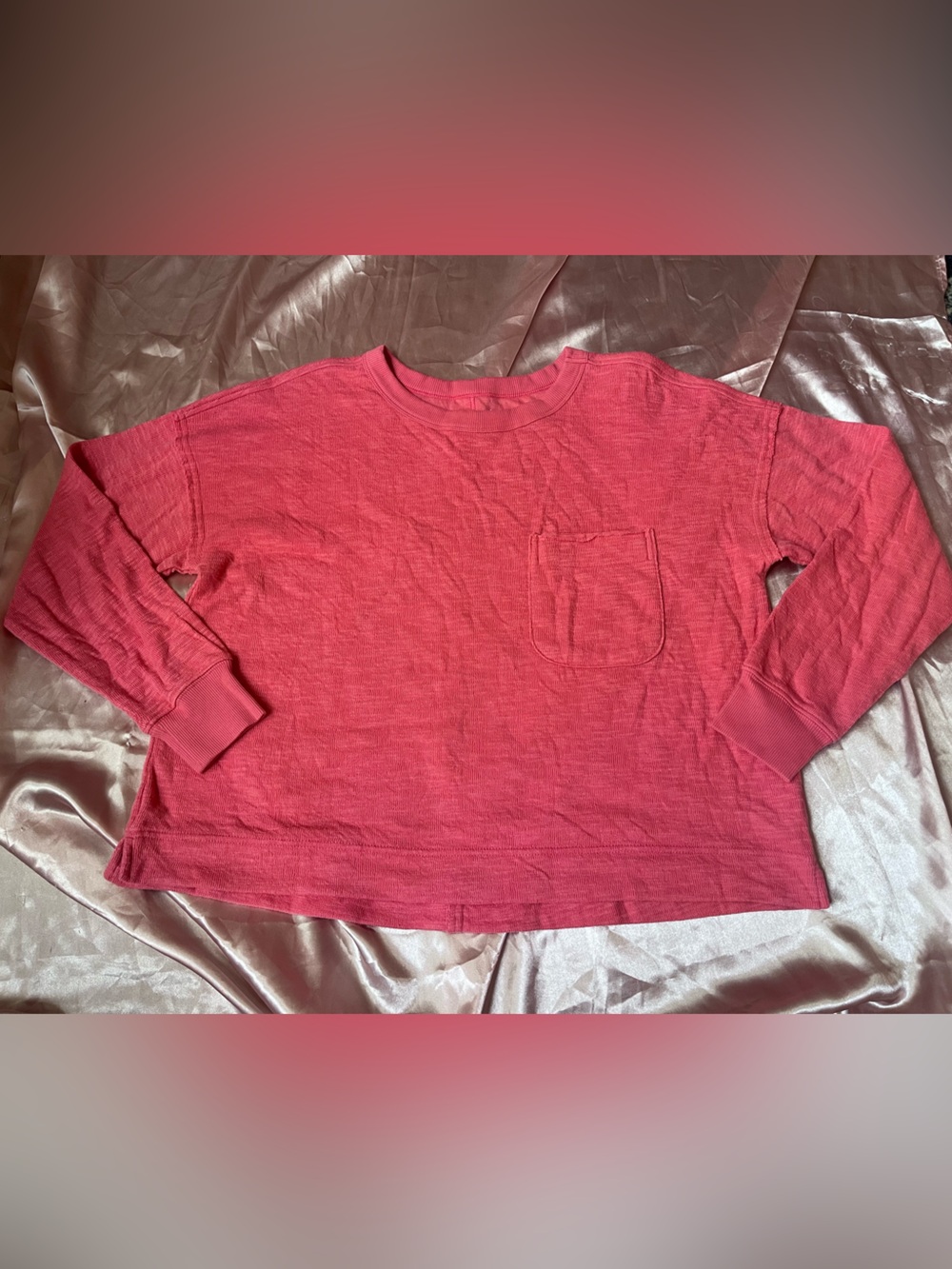 SO Women's Coral Long-Sleeve Pullover with Chest Pocket